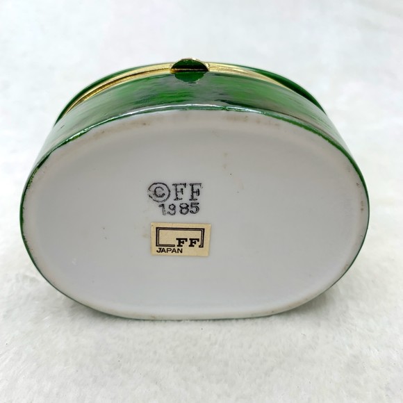 Vintage Fitz and Floyd Spotted Dalmatian Dogs Trinket Box Green Porcelain 1985 - Picture 8 of 11